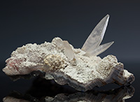 Dogtooth Calcite on Silica Flower Cluster